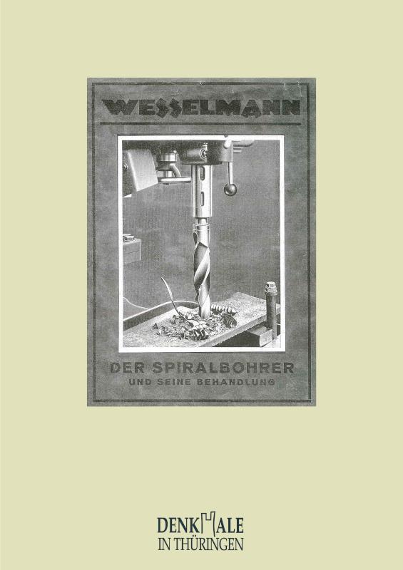 Rückseite der Publikation mit einer Abbildung des historischen Werbeprospektes der Firma Wesselmann-Bohrer AG mit einem Spiralbohrer 