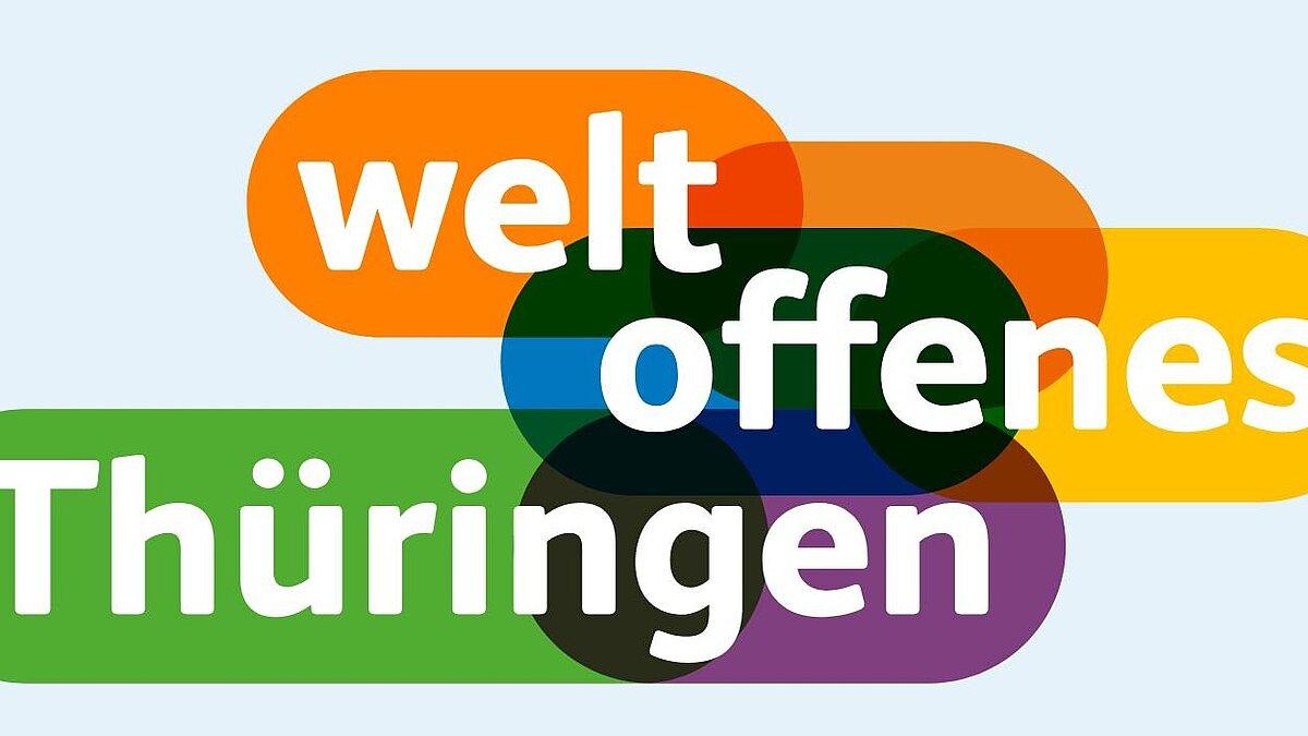 "welt offenes Thüringen" in bunter Gestaltung.