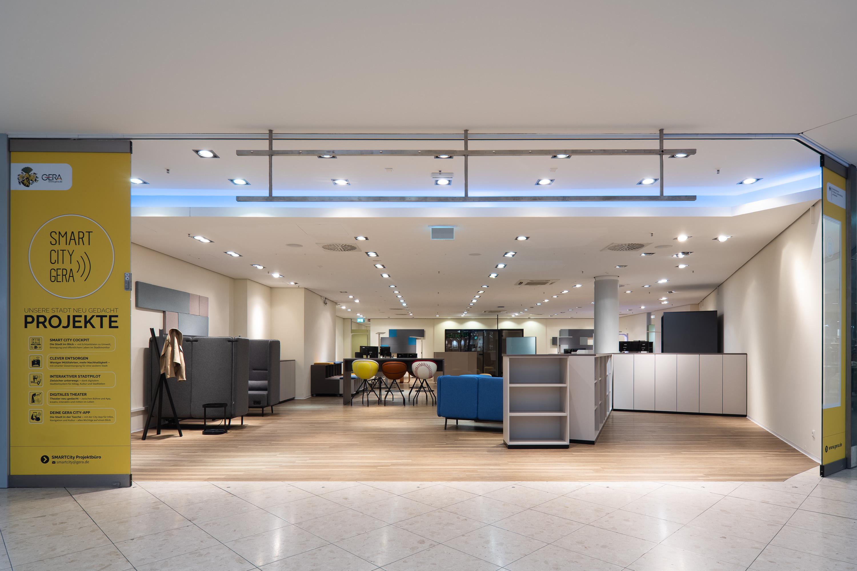 Außenansicht SMARTCity Studio in den Gera Arcaden. © Stadt Gera - SMARTCity