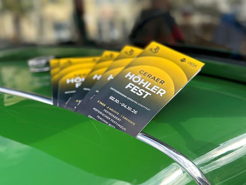 Flyer zum Höhlerfest als Fächer. © Stadt Gera